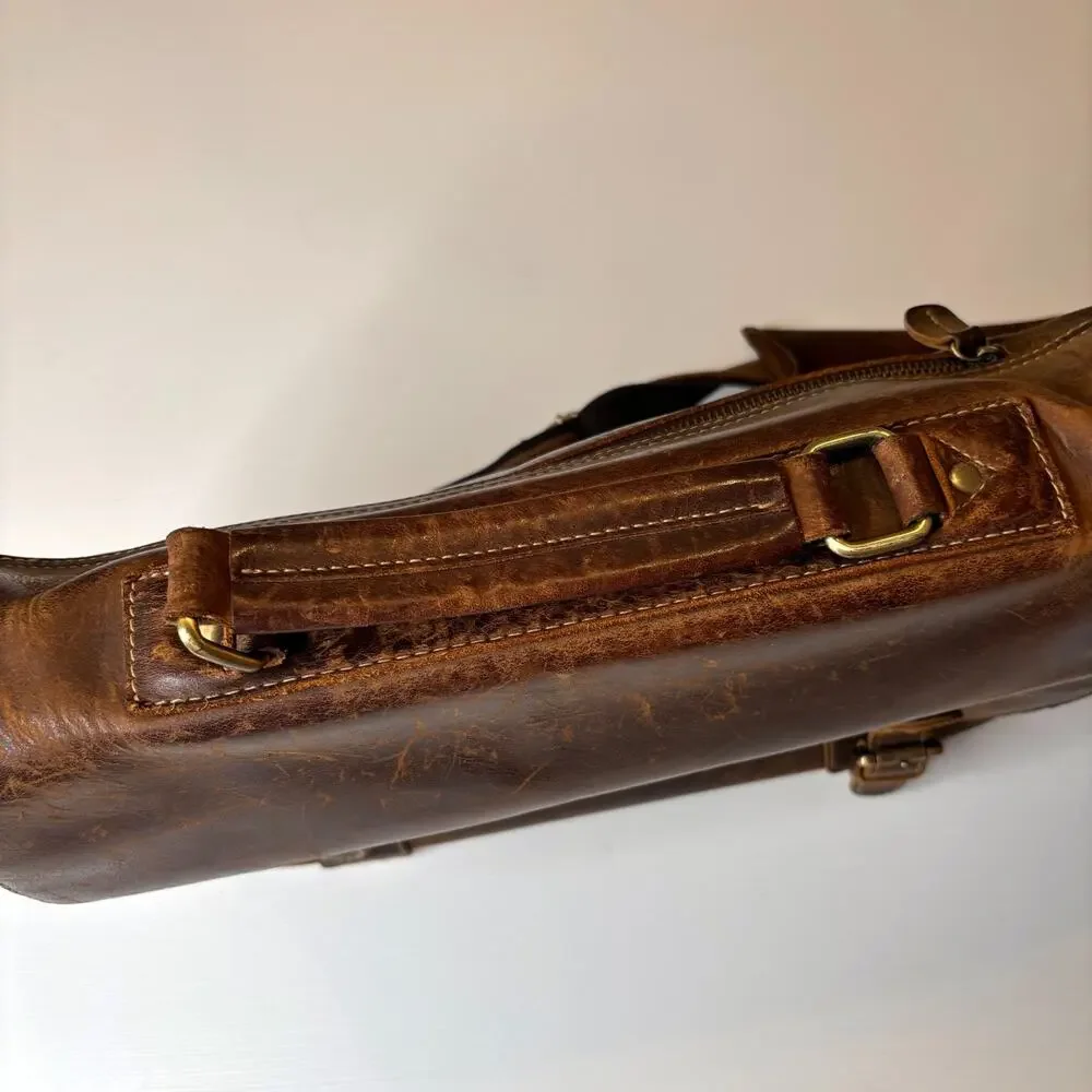 Kattee Leather Messenger Bag Briefcase Laptop Satchel Brown Distressed Vintage